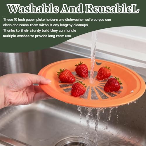 10'' Colorful Plastic Plate Holders - 8 Pack, Reusable Design