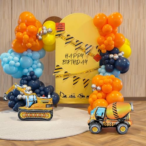 EASUTE 2PCS 4D Excavator Construction Balloons - Birthday Party Supplies