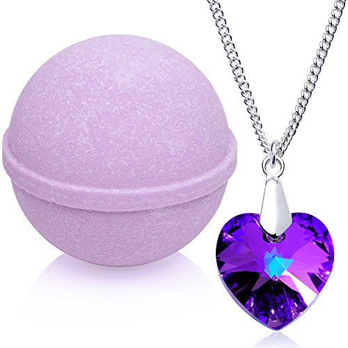 Enliven Me Lavender Bath Bomb with Necklace, 10 oz Extra Large Handmade in USA - Pack of 1
