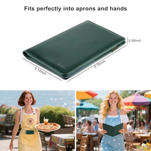 EcoVision Leather Server Book with Zipper Pocket for Waitstaff