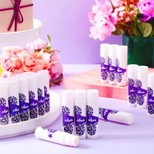 24 Pcs Cheer Team Lip Balm Bulk - Purple Lemon & Mint Moisturizing Set