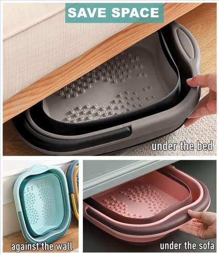 DoroSun Collapsible Foot Soak Basin, 15L Foldable Foot Bath with Massager