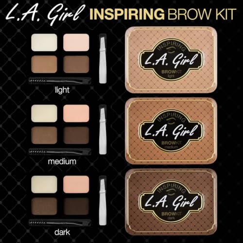 L.A. Girl Inspiring Brow Kit - Dark & Defined with Wax, Powder, Tweezers & Brush