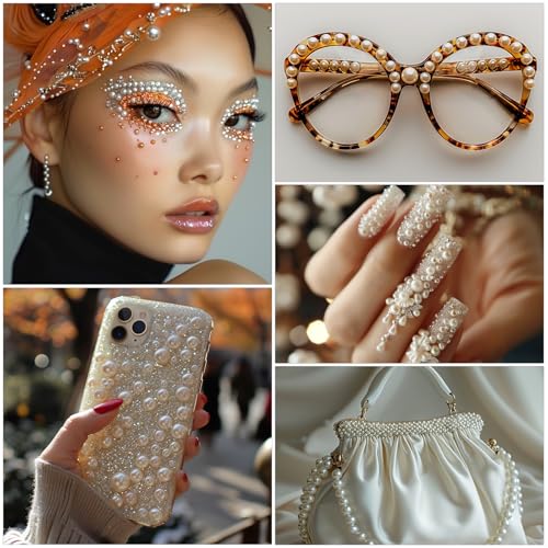 Self-Adhesive Pearl Stickers Set - 1982 Decorative Gems for Crafts & Makeup