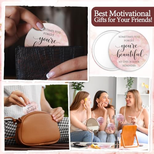 25-Pack Inspirational Pink Compact Mirrors - Bulk Party Favors for Women