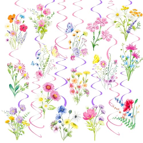 Wildflower Party Hanging Swirls - 20pcs Floral Decorations