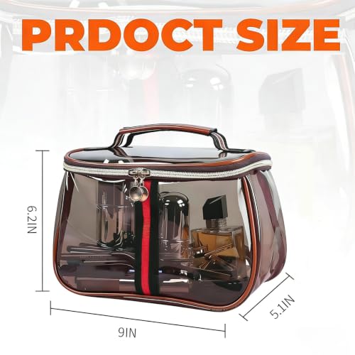 Purple Retro Vintage Vanity Bag - Clear Makeup Organizer with Handle