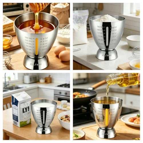 Homestia Stainless Steel Cocktail Jigger Set with Pourer Spout - 1 to 6 oz Measuring Cups