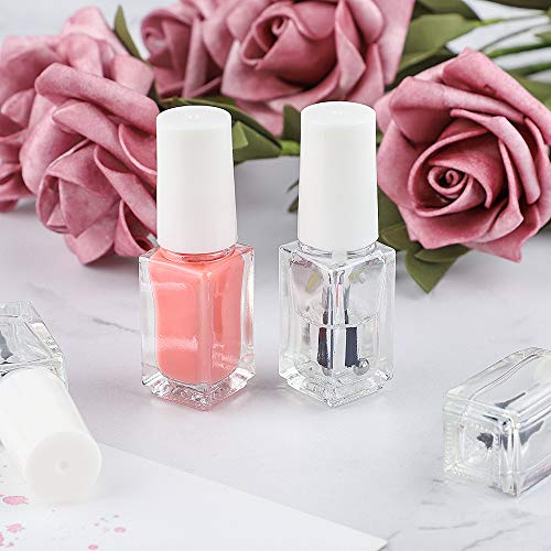 GTHER 20PCS 5ML White Glass Nail Polish Bottles with Brush, Funnel & Mixing Balls