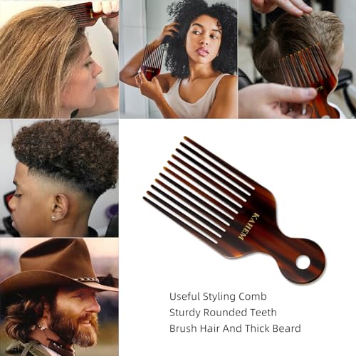 KAHEM Wide Tooth Pick Comb for Long Curly Hair - Detangling & Styling Tool