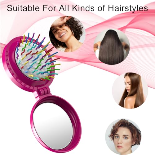 ONLYFU 18 Pcs Mini Portable Folding Travel Hair Brush with Mirror