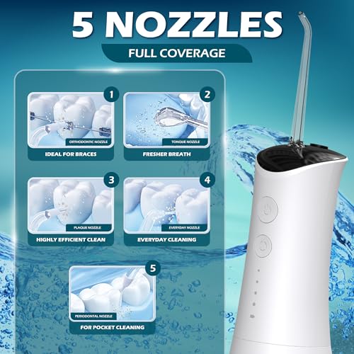 Water Flosser Portable 120 PSI with 300ml Reservoir & 4 Modes for Teeth & Gum Care