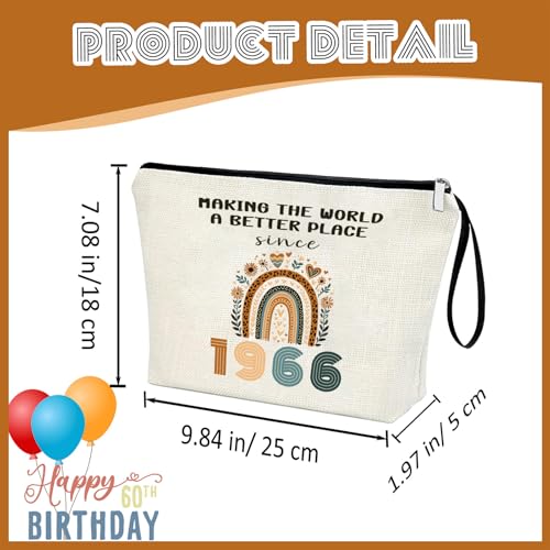 APAKUTA 60th Birthday Gift for Women 1966 Makeup Bag - Unique 60 Gifts Idea