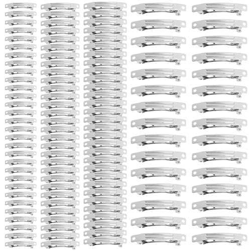 120 Pack Blank Metal French Barrette Clips - DIY Hair Accessories Kit