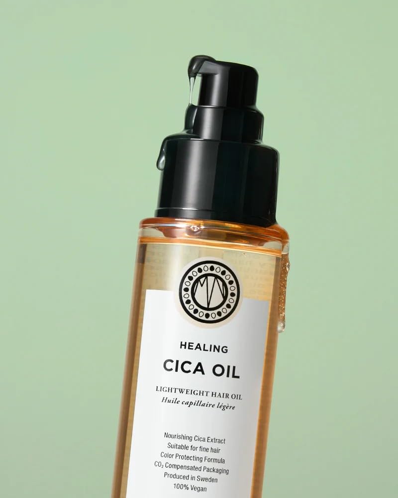 Maria Nila, Healing Cica Oil, 3.4 Fl Oz, Weightless Hair Oil designed to deliver Softness & Shine, Infused with Tiger Grass (Cica) & Soothing Peach Flower
