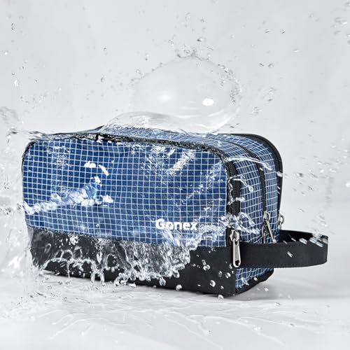 Gonex Travel Toiletry Bag for Men - Water Resistant Dopp Kit, Navy Check