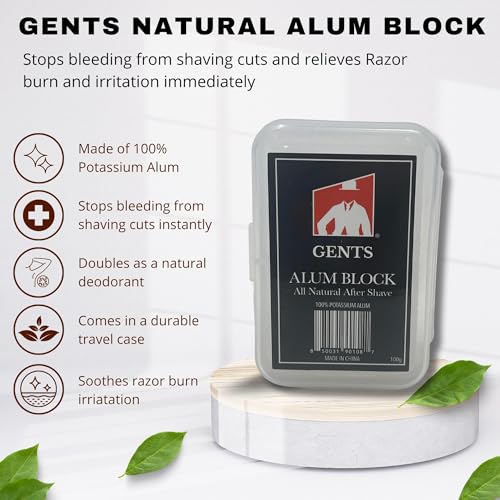 Gents Alum Block in Plastic Case | Upgrade Your Shave - Soothing Aftershave Solution for Shaving Razor Burn Relief - Travel Friendly Durable Plastic Case Included (3.5 Ounces Pack of 3)