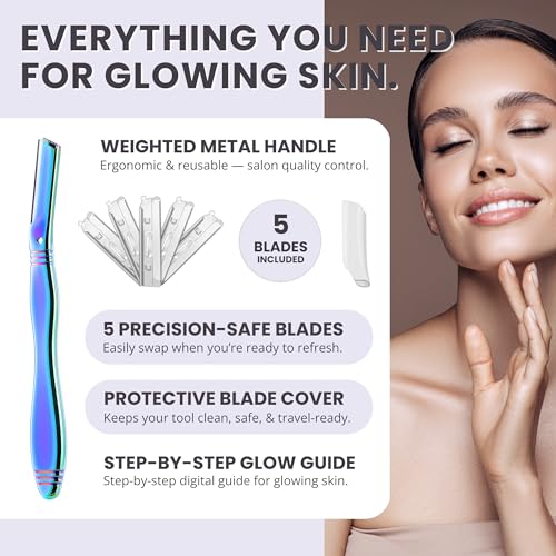 Jungle Culture Dermaplaning Tool - Reusable Facial Razor with 5 Blades