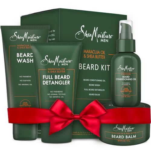 SheaMoisture Beard Kit for Men ??Beard Wash, Conditioning Beard Oil, Full Beard Detangler + Beard Balm with Shea Butter & Maracuja Oil, Gifts for Men (4 Piece Set)