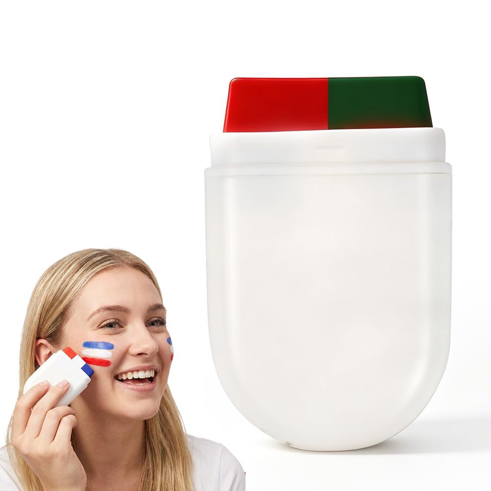 Face Paint Stick for Sports Fans - Washable Red, White & Green Glitter | Perfect for Baseball & Soccer Games