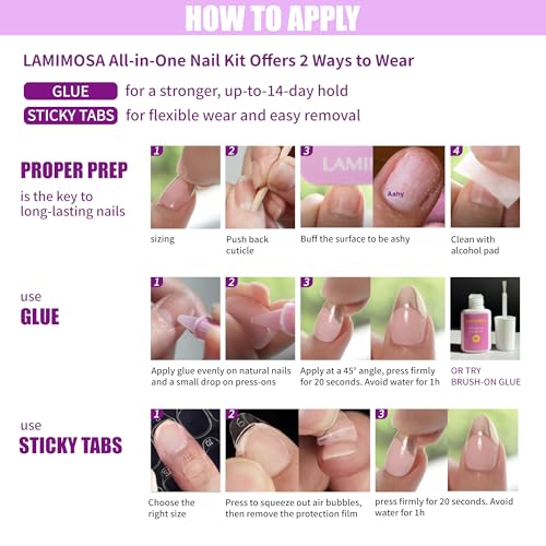 LAMIMOSA Extra Short Round Press-on Nails - Black Soft Gel Nail Kit