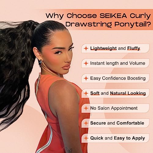 SEIKEA 18" Bohemian Curly Drawstring Ponytail - Synthetic Hair Extension