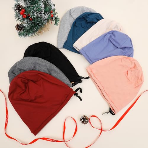 Koeuoi Adjustable Satin-Lined Silk Sleep Cap for Women Men - Black, Medium
