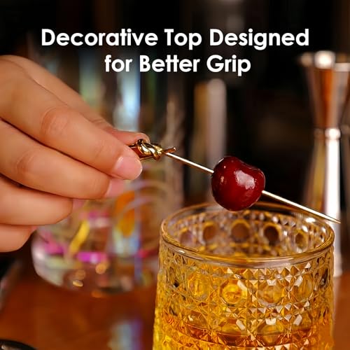 Lexenic Stainless Steel Cocktail Picks - Reusable Martini Skewers with Elegant Design