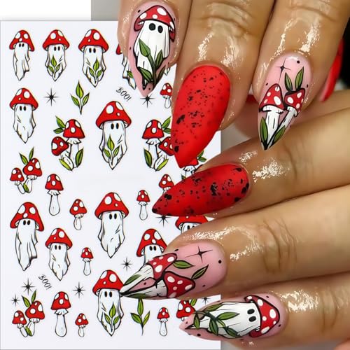 Quezadyl 8Pcs Halloween Ghost & Bat Nail Stickers - 3D Spooky Nail Decals for Women