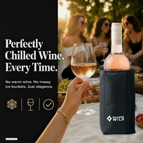Falcona Wild Wine Cooler Sleeve - Adjustable Chiller for Bottles
