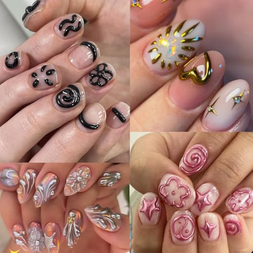 Black 3D Nail Gel Art Liner 2PCS No Wipe Chrome Effect Sculpture Gel