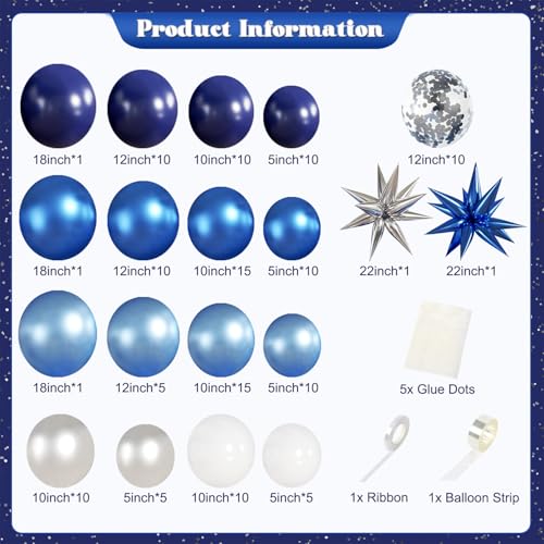 Blue Silver Balloon Garland Arch Kit - 140Pcs for Celebrations