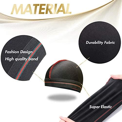Silky Stocking Cap for Men & Women - Black Compression Wave Cap for 360 Waves | 4-Piece Set