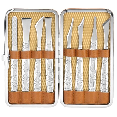 QWORK 8-Piece Stainless Steel Pedicure Kit for Ingrown Toenails & Callus