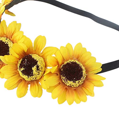 DALJIAFA 2 Pack Halloween Sunflower & Daisy Headbands Women Floral Hair Accessories