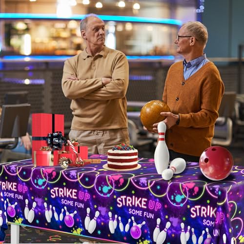 Bowling Birthday Tablecloths - 3 Pack Disposable Plastic Covers