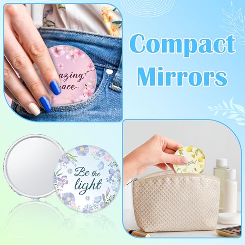 36 Pcs Floral Pocket Mirrors Bulk - Inspirational Scripture Compact Mirrors