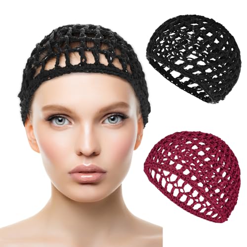 WLLHYF Black/Red Long Hair Wig Cap Mesh Net for Braiding & Weaving