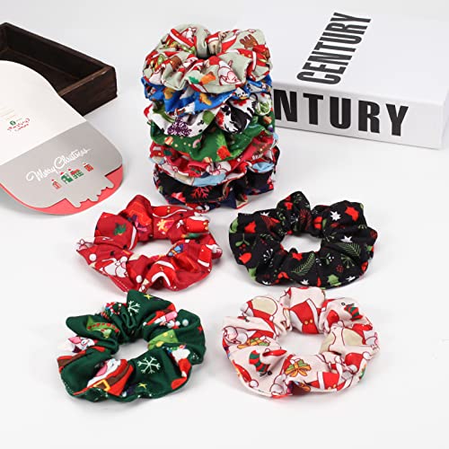 Christmas Hair Scrunchies - 12PCS Soft Elastic Hair Ties for Girls