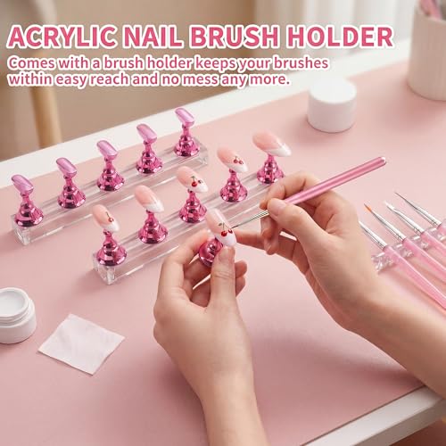 15-Piece Nail Art Tools Set with Press-On Nail Stand & Brushes