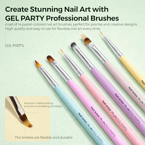 21-Piece Pastel Nail Art Brush Set for Gel, Acrylic & Ombre Manicure