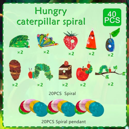Hungry Caterpillar Hanging Swirl Decorations - 40pcs Birthday Party Supplies