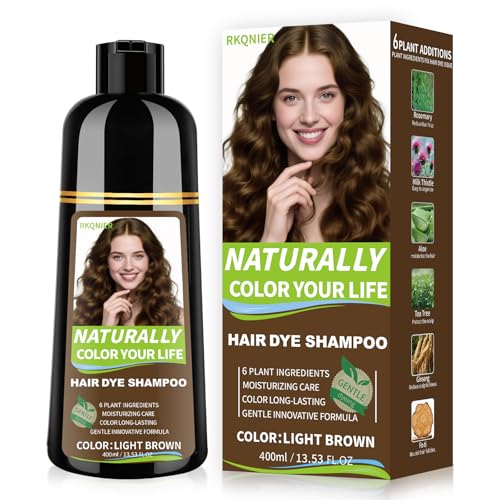 Light Brown Hair Dye Shampoo - 3 in 1 Gray Coverage for Men & Women