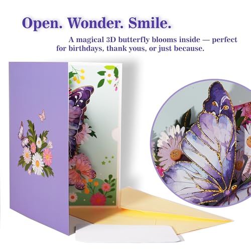 3D Butterfly Pop-Up Birthday Card for Women - Unique Gift