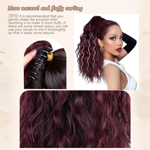 MAYSA Dark Burgundy Ponytail Extension - 14 Inch Claw Clip Hairpiece