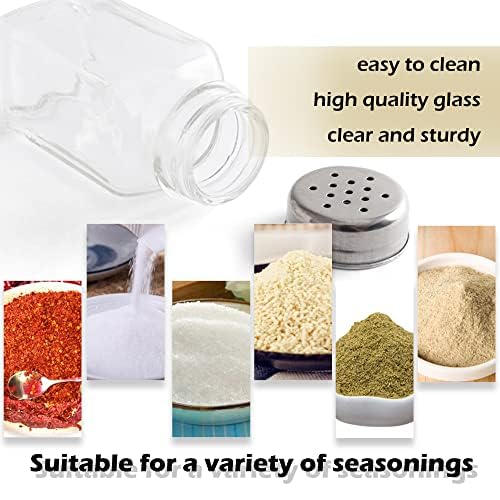 HESSION 4-Pack Glass Salt and Pepper Shakers with Stainless Steel Lids