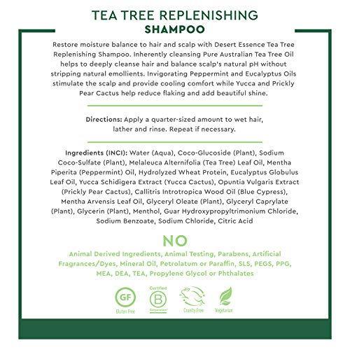 Desert Essence Tea Tree Shampoo with Peppermint, 12.7 oz | Moisture Balance & Scalp Refresh