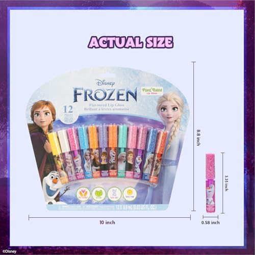 Disney Frozen Lip Gloss Set - 12 Plant-Based Glosses for Kids