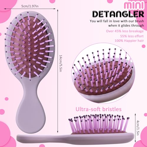 Sawysine 14-Piece Mini Detangler Hair Brush Set with Gentle Bristles, Classic Colors