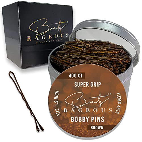 Super Grip Bobby Pins - 1.9 Inch Brown - 400 Count for All Hair Types